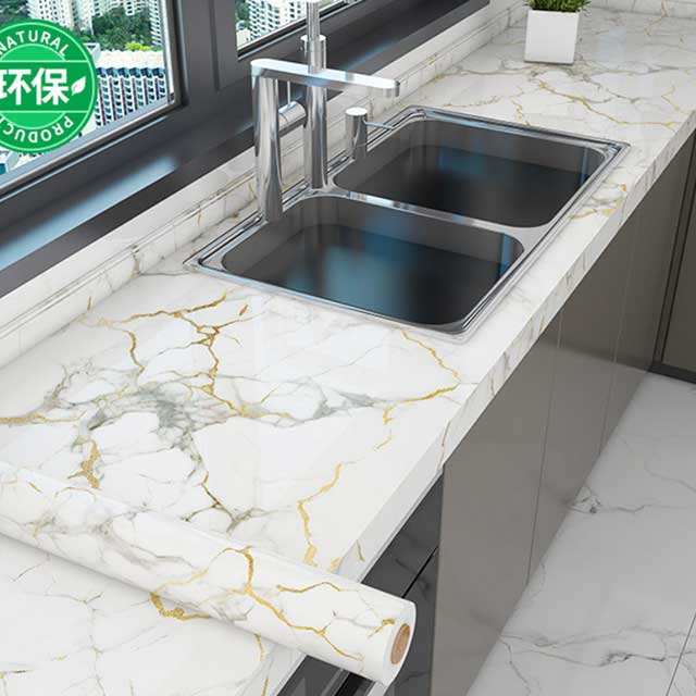 (60CM*3M) Marble Kitchen Oil-Proof Wallpaper – Waterproof Self-Adhesive Countertop & Cabinet Wall Sticker
