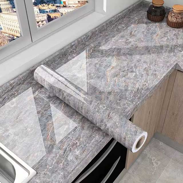 (60CM*3M) Marble Kitchen Oil-Proof Wallpaper – Waterproof Self-Adhesive Countertop & Cabinet Wall Sticker